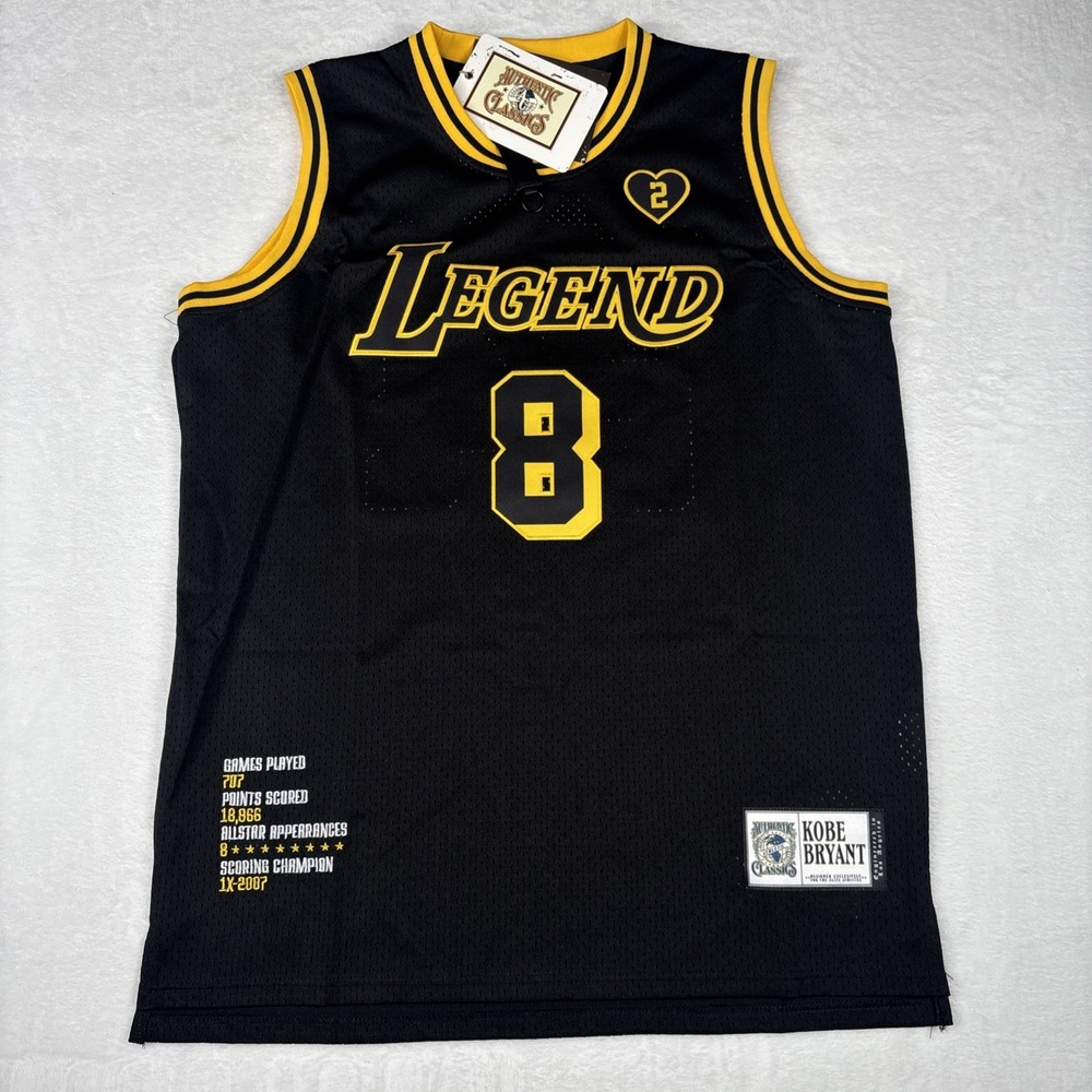 Men's Kobe Bryant Legend Mamba Jersey Headgear Classics Black/Yellow Size XL